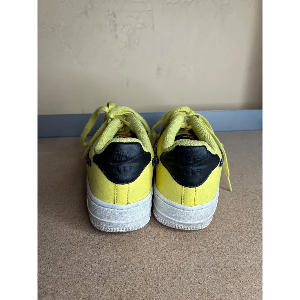Nike Air Force 1 Low Yellow Iridescent Holographic Swoosh AR7446-700 Kids 3.5Y